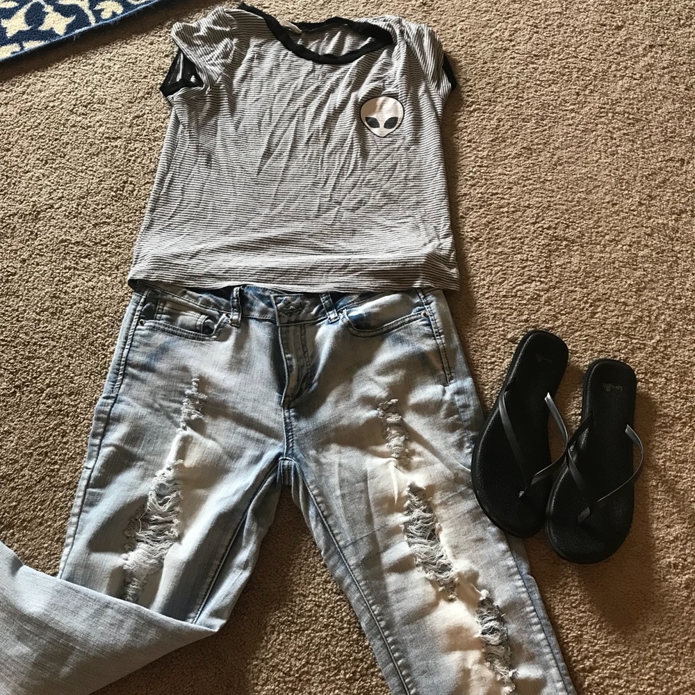 Distressed jeans